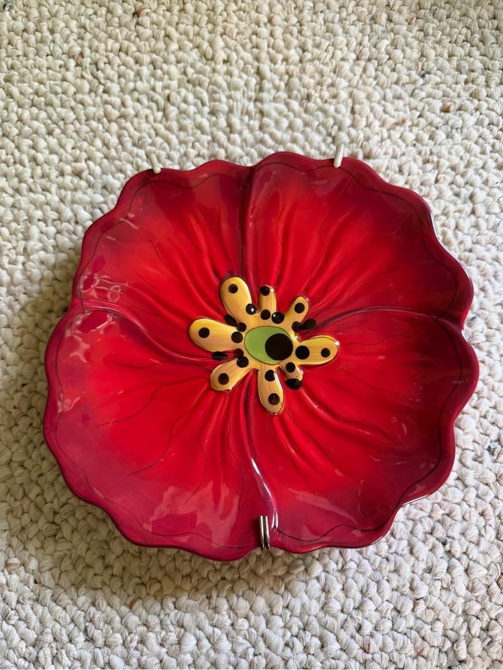 Laurie Gates “Liza” Red Glass Poppy Salad plate / wall art